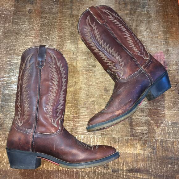 Laredo Mens Western Boot Brown 10.5 EE Leather Cowboy 2112 Vintage Made in USA - Picture 8 of 10